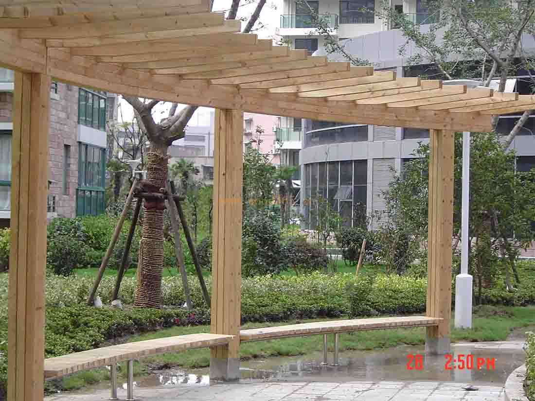 防腐木工程案例|西安宏艺达景观材料